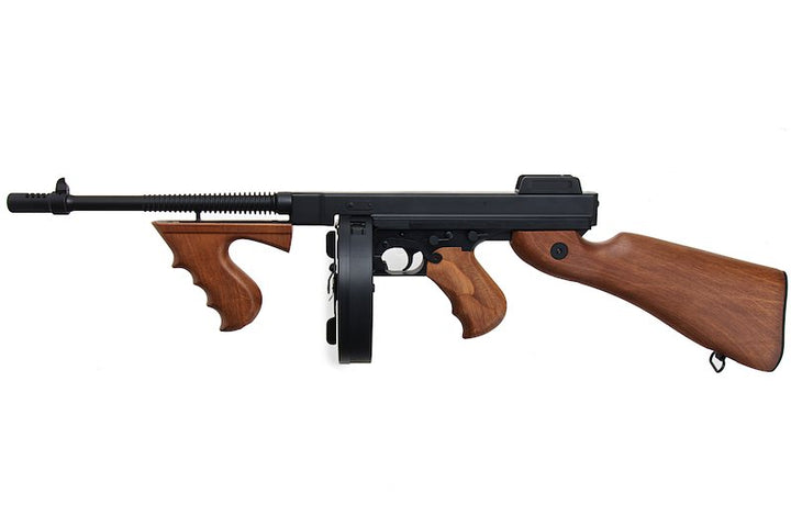 CYMA Thompson M1928A1 Airsoft SMG AEG (Black, Imitation Wood)(CM051) - Bang Bang Airsoft