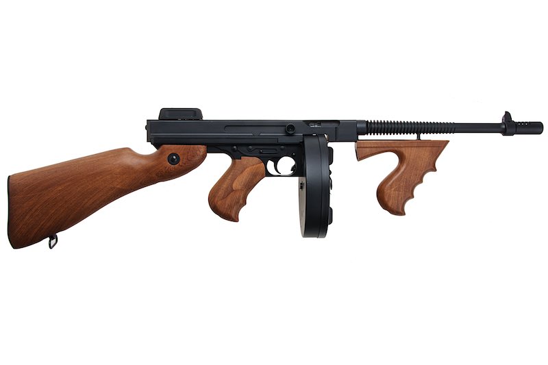 CYMA Thompson M1928A1 Airsoft SMG AEG (Black, Imitation Wood)(CM051) - Bang Bang Airsoft
