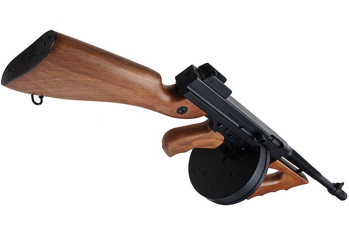 CYMA Thompson M1928A1 Airsoft SMG AEG (Black, Imitation Wood)(CM051) - Bang Bang Airsoft