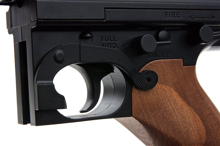 CYMA Thompson M1928A1 Airsoft SMG AEG (Black, Imitation Wood)(CM051) - Bang Bang Airsoft
