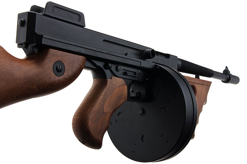 CYMA Thompson M1928A1 Airsoft SMG AEG (Black, Imitation Wood)(CM051) - Bang Bang Airsoft