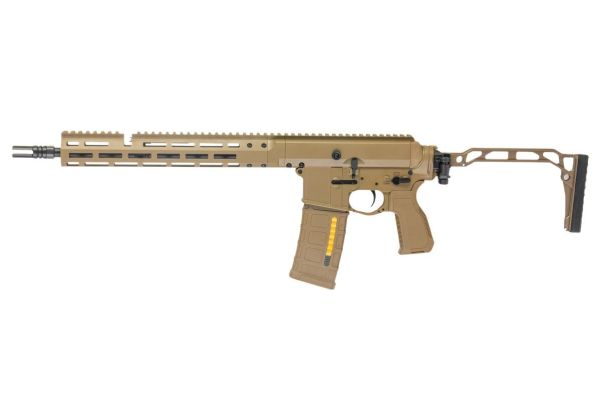 Double Eagle DWS-180 13.9 GBB Rifle Airsoft (Tan) - Folding Stock with Dmag - Bang Bang Airsoft