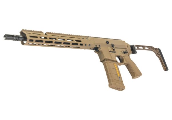 Double Eagle DWS-180 13.9 GBB Rifle Airsoft (Tan) - Folding Stock with Dmag - Bang Bang Airsoft