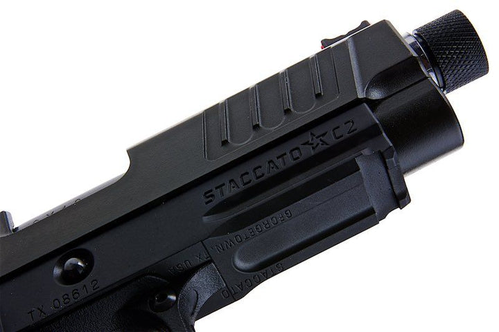 EMG 6mm Pro Shop Staccato C2 2011 RMR w/ Thread Outer Barrel Green Gas Airsoft Pistol - Bang Bang Airsoft