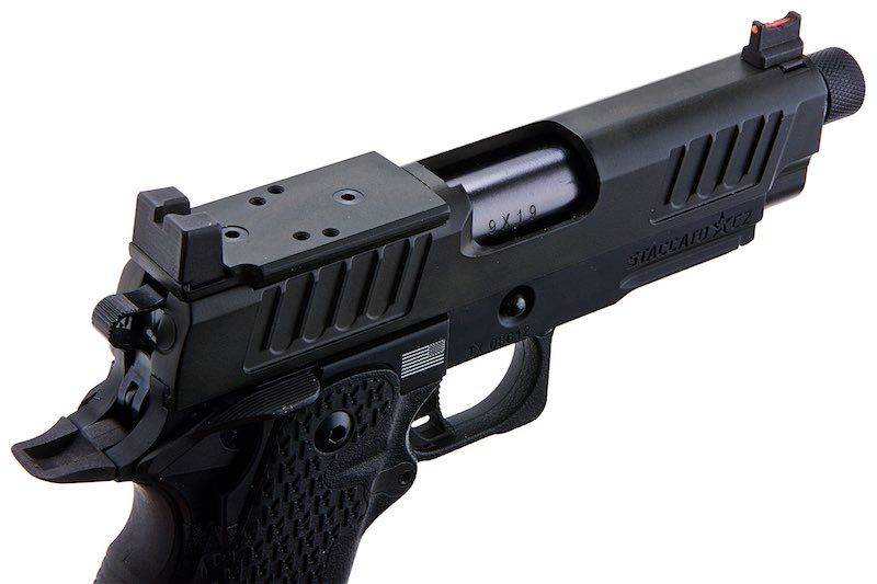 EMG 6mm Pro Shop Staccato C2 2011 RMR w/ Thread Outer Barrel Green Gas Airsoft Pistol - Bang Bang Airsoft