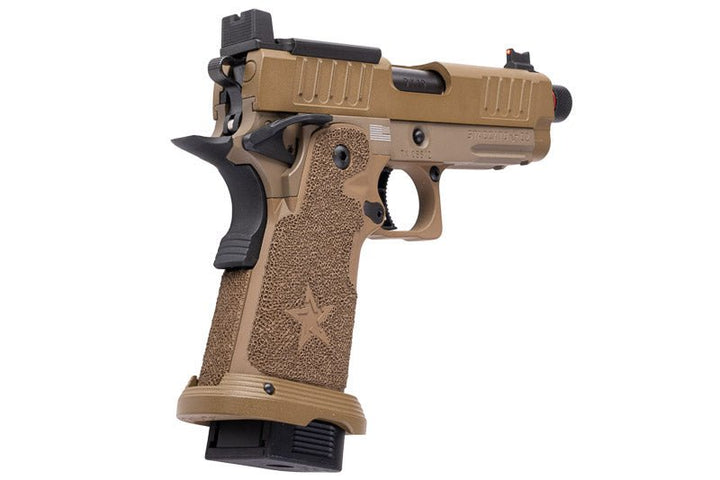 EMG 6mm Pro Shop Staccato C2 2011 SOC GBB Pistol w/ Hand - Made Stippling Grip - FDE (by Army Armament) - Bang Bang Airsoft