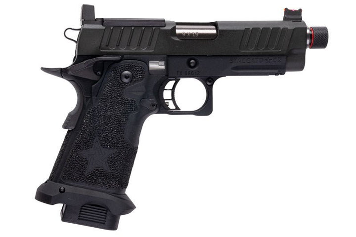 EMG 6mm Pro Shop Staccato C2 GBB Airsoft Pistol w/ Hand - Made Stippling Grip - BK (by Army Armament) - Bang Bang Airsoft