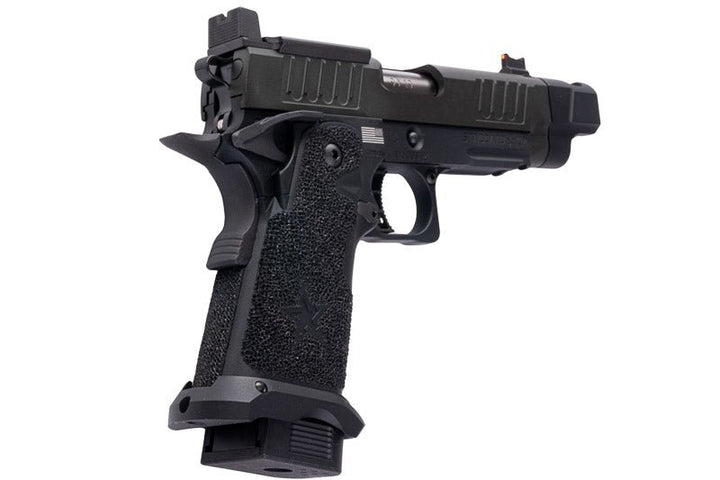 EMG 6mm Pro Shop Staccato C2 w/ Comp SOC GBB Pistol w/ Hand - Made Stippling Grip - BK (by Army Armament) - Bang Bang Airsoft