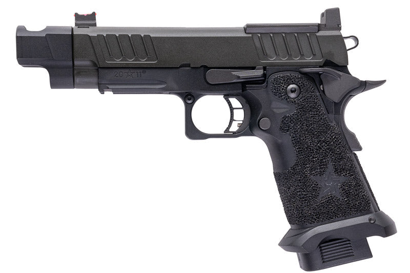 EMG 6mm Pro Shop Staccato C2 w/ Comp SOC GBB Pistol w/ Hand - Made Stippling Grip - BK (by Army Armament) - Bang Bang Airsoft