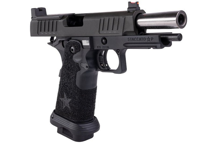 EMG 6mm Pro Shop Staccato P GBB Airsoft Pistol w/ Hand - Made Stippling Grip - BK (by Army Armament) - Bang Bang Airsoft