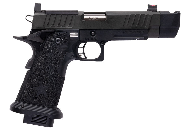 EMG 6mm Pro Shop Staccato P w/ Comp SOC GBB Pistol w/ Hand - Made Stippling Grip - BK (by Army Armament) - Bang Bang Airsoft