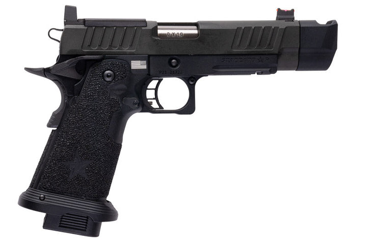 EMG 6mm Pro Shop Staccato P w/ Comp SOC GBB Pistol w/ Hand - Made Stippling Grip - BK (by Army Armament) - Bang Bang Airsoft