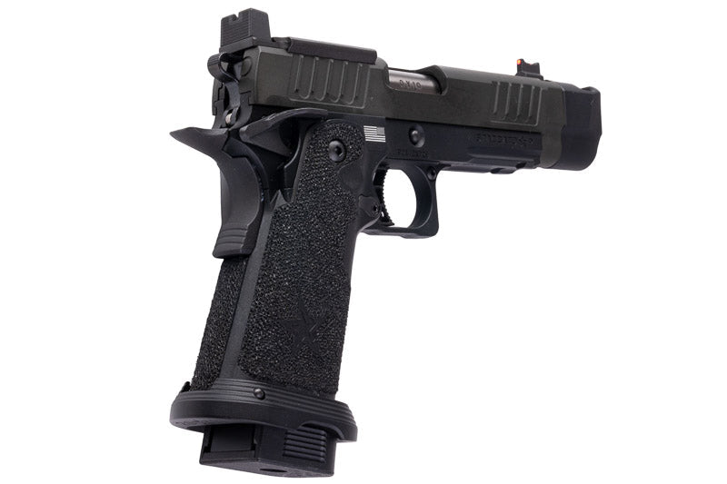 EMG 6mm Pro Shop Staccato P w/ Comp SOC GBB Pistol w/ Hand - Made Stippling Grip - BK (by Army Armament) - Bang Bang Airsoft