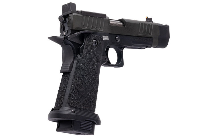 EMG 6mm Pro Shop Staccato P w/ Comp SOC GBB Pistol w/ Hand - Made Stippling Grip - BK (by Army Armament) - Bang Bang Airsoft