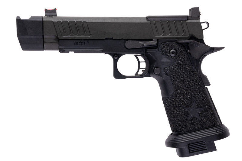 EMG 6mm Pro Shop Staccato P w/ Comp SOC GBB Pistol w/ Hand - Made Stippling Grip - BK (by Army Armament) - Bang Bang Airsoft