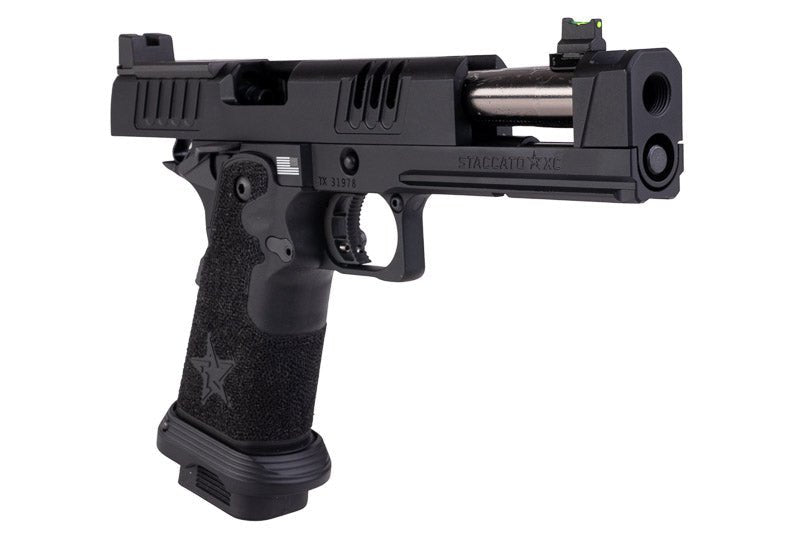 EMG 6mm Pro Shop Staccato XC GBB Airsoft Pistol w/ Hand - Made Stippling Grip - BK (by Army Armament) - Bang Bang Airsoft