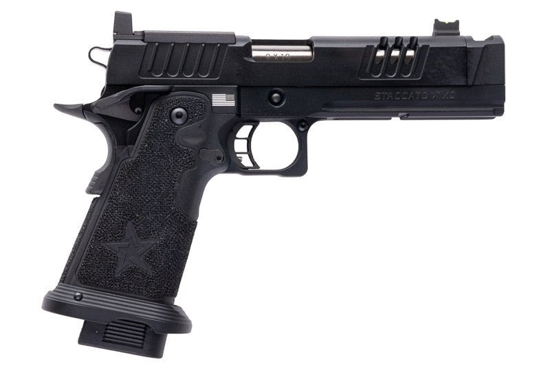 EMG 6mm Pro Shop Staccato XC GBB Airsoft Pistol w/ Hand - Made Stippling Grip - BK (by Army Armament) - Bang Bang Airsoft
