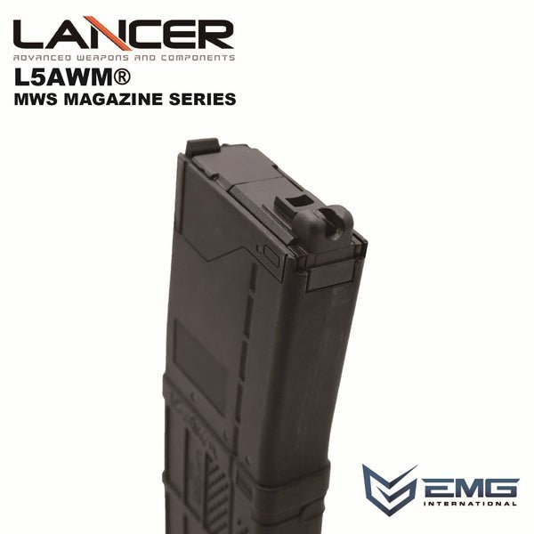 EMG Lancer Systems Licensed L5AWM V2 MWS Magazine - 5.56 Marking Opaque Style - Bang Bang Airsoft