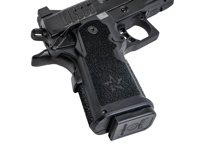 EMG Staccato Licensed CS Compact 2011 GBB Airsoft Pistol (Model: Master Grip / CNC / Green Gas) - BK - Bang Bang Airsoft