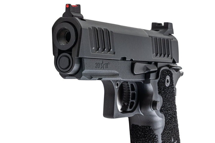 EMG Staccato Licensed CS Compact 2011 GBB Airsoft Pistol (Model: Master Grip / CNC / Green Gas) - BK - Bang Bang Airsoft