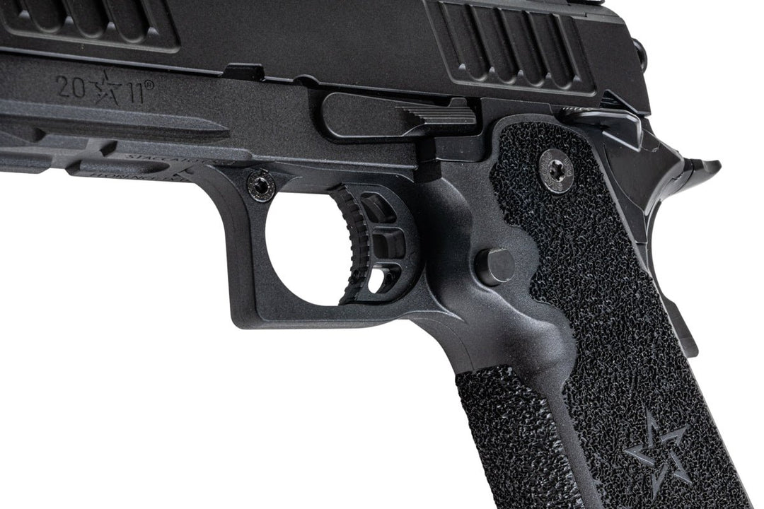 EMG Staccato Licensed CS Compact 2011 GBB Airsoft Pistol (Model: Master Grip / CNC / Green Gas) - BK - Bang Bang Airsoft