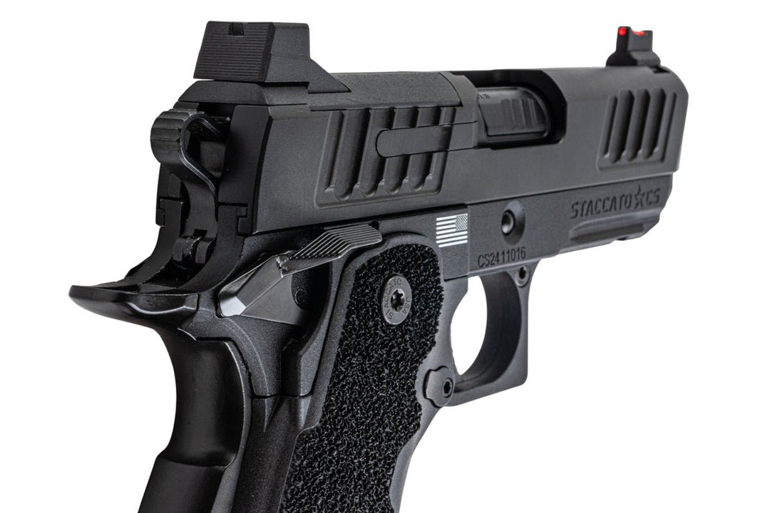 EMG Staccato Licensed CS Compact 2011 GBB Airsoft Pistol (Model: Master Grip / CNC / Green Gas) - BK - Bang Bang Airsoft