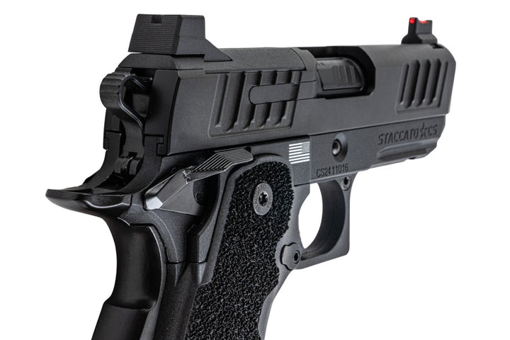 EMG Staccato Licensed CS Compact 2011 GBB Airsoft Pistol (Model: Master Grip / CNC / Green Gas) - BK - Bang Bang Airsoft