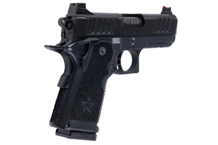 EMG Staccato Licensed CS Compact 2011 GBB Airsoft Pistol (Model: Master Grip / Standard / Green Gas) - Black - Bang Bang Airsoft