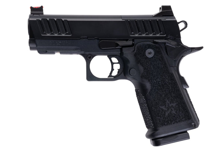 EMG Staccato Licensed CS Compact 2011 GBB Airsoft Pistol (Model: Master Grip / Standard / Green Gas) - Black - Bang Bang Airsoft