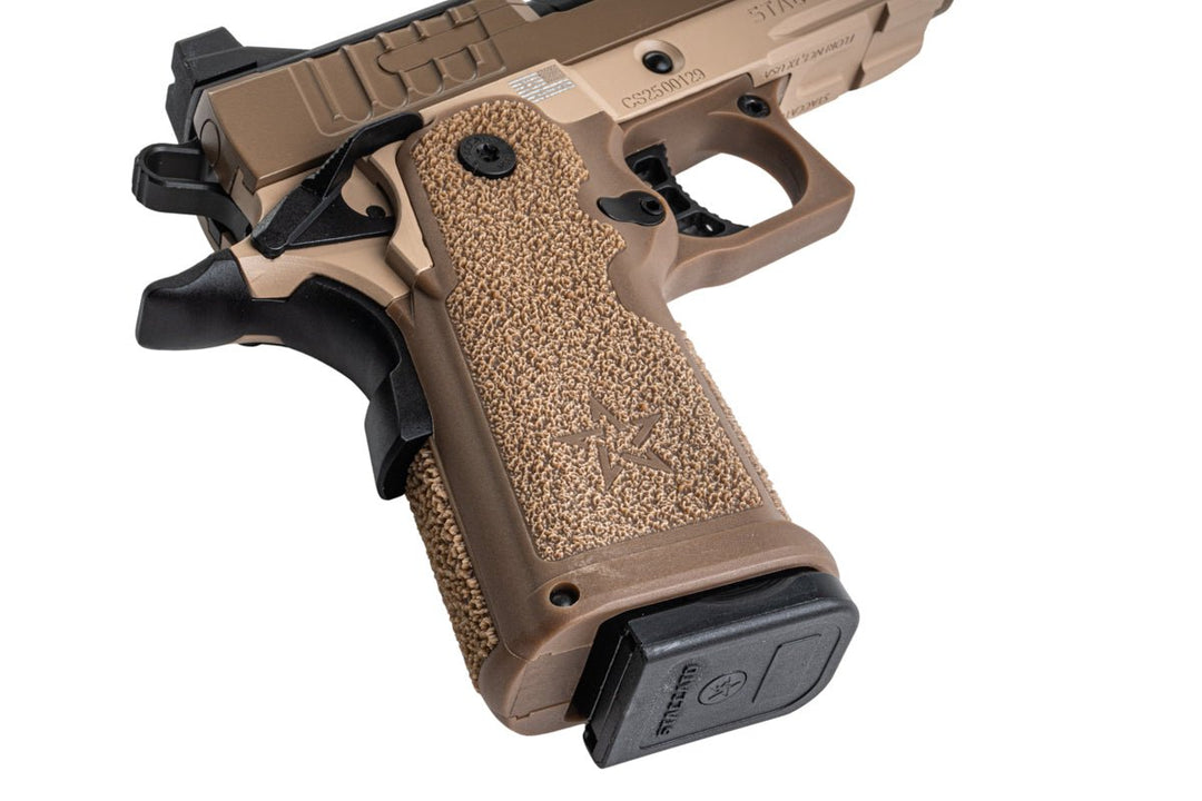 EMG Staccato Licensed CS Compact 2011 GBB Airsoft Pistol (Model: Master Grip / Standard / Green Gas) - DE - Bang Bang Airsoft