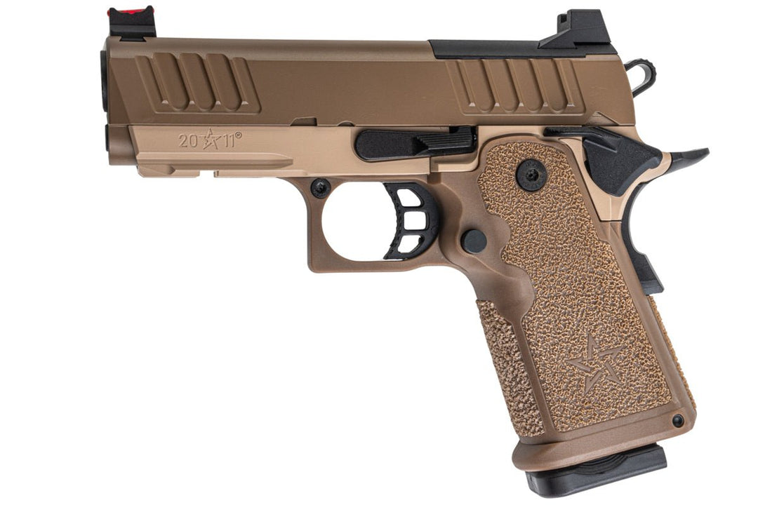 EMG Staccato Licensed CS Compact 2011 GBB Airsoft Pistol (Model: Master Grip / Standard / Green Gas) - DE - Bang Bang Airsoft