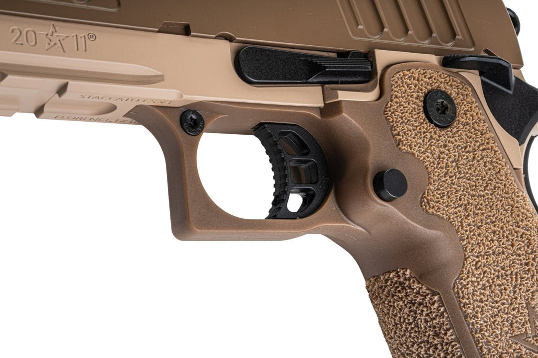 EMG Staccato Licensed CS Compact 2011 GBB Airsoft Pistol (Model: Master Grip / Standard / Green Gas) - DE - Bang Bang Airsoft