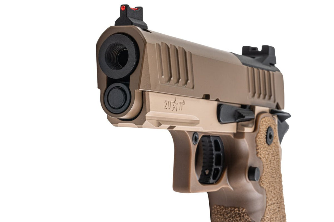 EMG Staccato Licensed CS Compact 2011 GBB Airsoft Pistol (Model: Master Grip / Standard / Green Gas) - DE - Bang Bang Airsoft