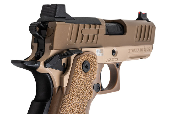 EMG Staccato Licensed CS Compact 2011 GBB Airsoft Pistol (Model: Master Grip / Standard / Green Gas) - DE - Bang Bang Airsoft