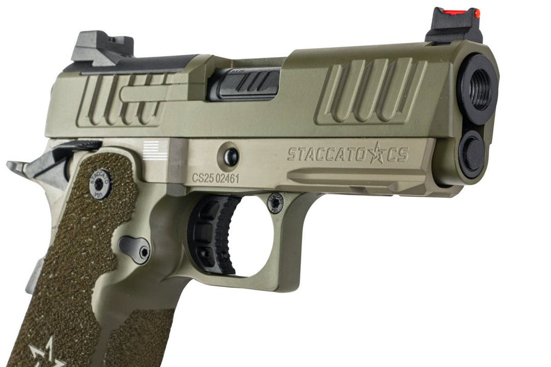 EMG Staccato Licensed CS Compact 2011 GBB Airsoft Pistol (Model: Master Grip / Standard / Green Gas) - GN - Bang Bang Airsoft