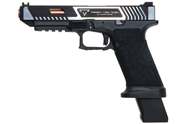 EMG TTI Combat Master G34 Slide w/ OMEGA Frame Gas Airsoft Pistol (by APS Custom) - Black/Silver - Bang Bang Airsoft