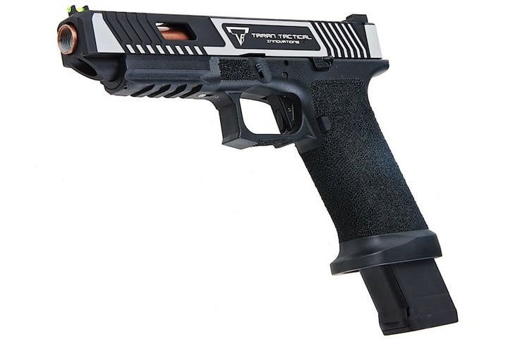 EMG TTI Combat Master G34 Slide w/ OMEGA Frame Gas Airsoft Pistol (by APS Custom) - Black/Silver - Bang Bang Airsoft