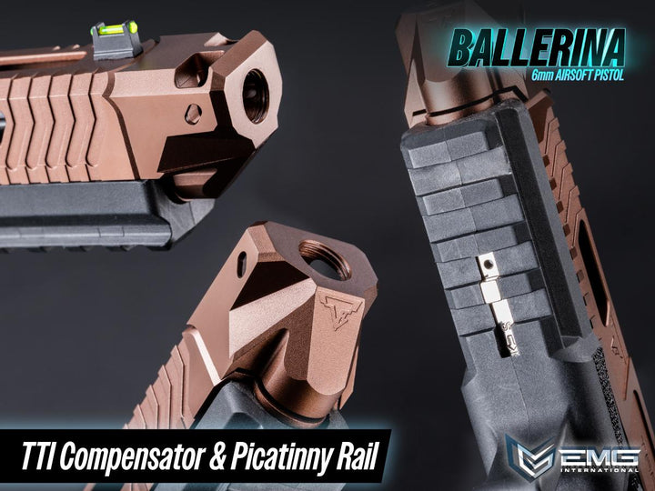EMG / TTI Licensed CNC Ballerina Gas Blowback Airsoft Pistol (Bronze) - Bang Bang Airsoft