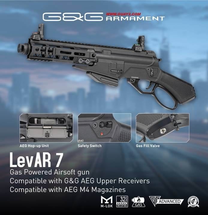 G&G LEVAR 7 INCH GAS POWERED LEVER ACTION RIFLE - Bang Bang Airsoft