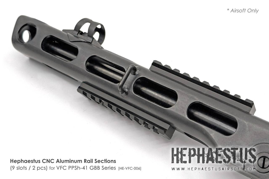 Hephaestus Airsoft CNC Aluminum Rail Section for VFC PPSH - 41 GBB (9 slots / 2 pcs) - Bang Bang Airsoft