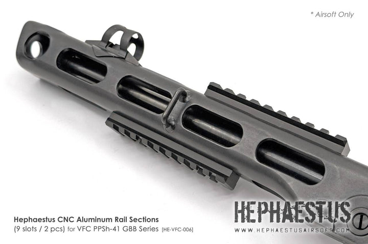 Hephaestus Airsoft CNC Aluminum Rail Section for VFC PPSH - 41 GBB (9 slots / 2 pcs) - Bang Bang Airsoft