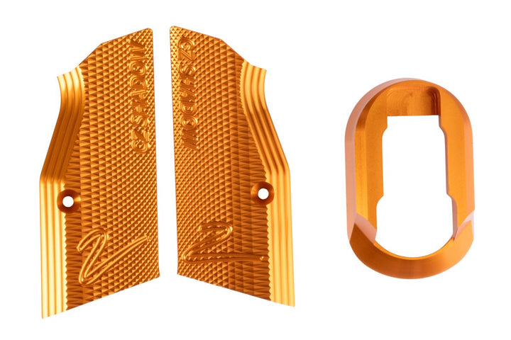 KJ Works Shadow 2 Grip W/ Magwell (Aluminum) - Orange - Bang Bang Airsoft