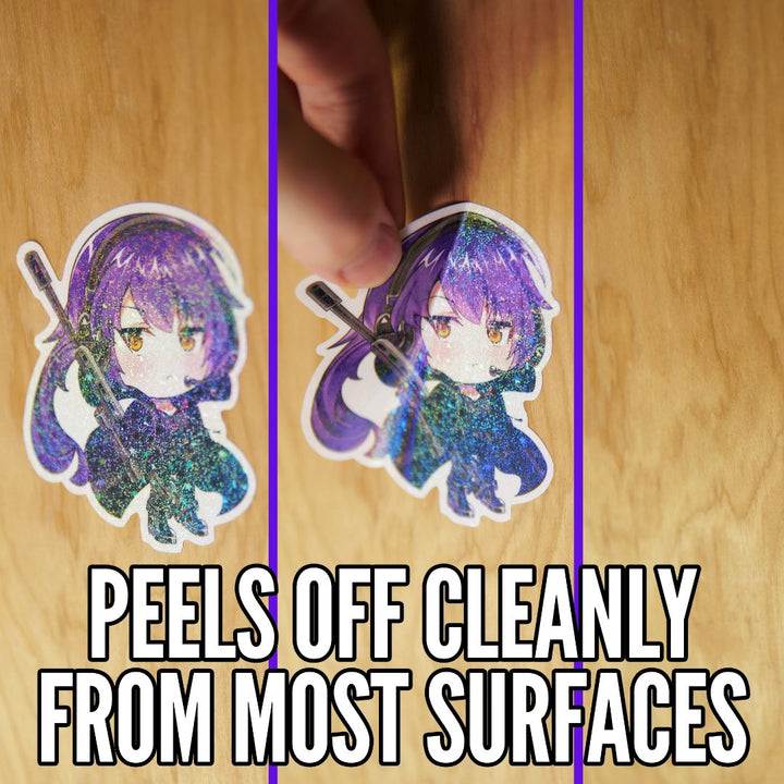KTactical Anime Tactical Gun Girl Kawaii Waterproof Holographic Sparkle Sticker Set (8 Pack) - Bang Bang Airsoft