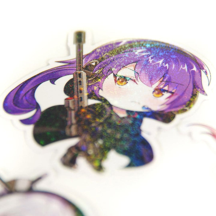 KTactical Anime Tactical Gun Girl Kawaii Waterproof Holographic Sparkle Sticker Set (8 Pack) - Bang Bang Airsoft