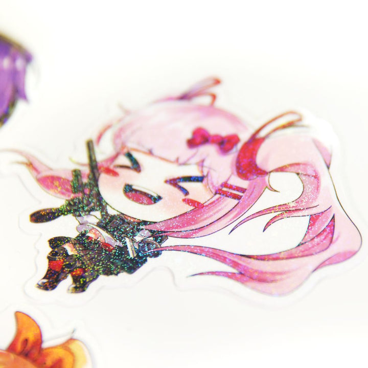 KTactical Anime Tactical Gun Girl Kawaii Waterproof Holographic Sparkle Sticker Set (8 Pack) - Bang Bang Airsoft
