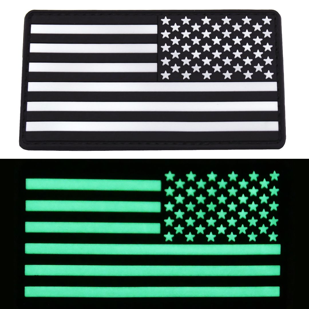 KTactical Glow in the Dark Tactical USA Flag Patch (REVERSE Flag) - Bang Bang Airsoft
