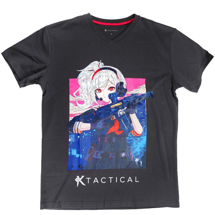 Ktactical Kawaii Anime Girl with AR15 Pistol Style T-Shirt - Bang Bang Airsoft