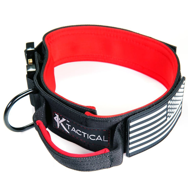 KTactical Tactical Dog Collar K9 Rugged Heavy Duty Handle Black + Red Ktactical Kit Patch - Bang Bang Airsoft