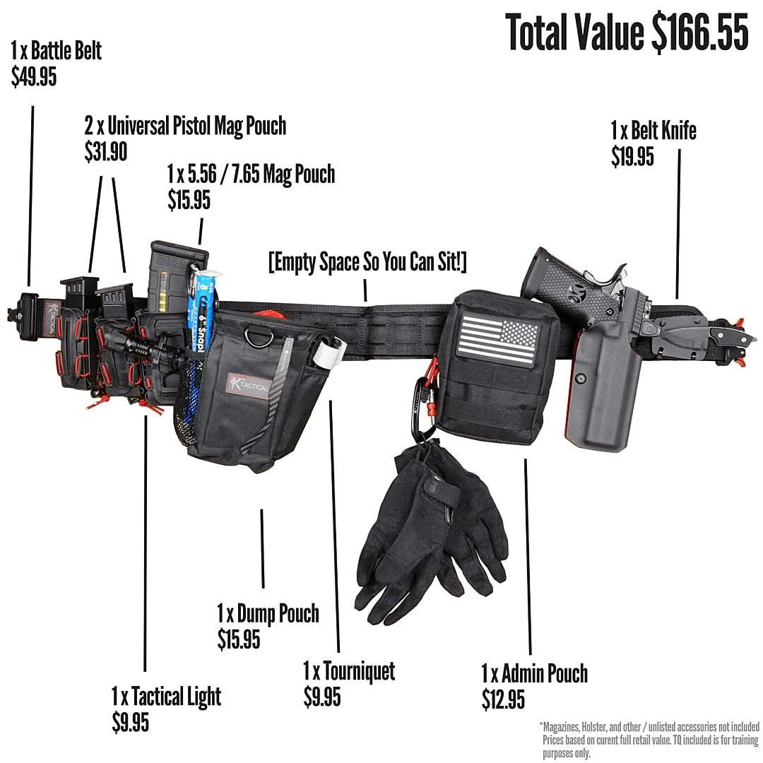 KTactical Tactical Molle Padded Metal Buckle Battle Belt Loadout Kit - Bang Bang Airsoft