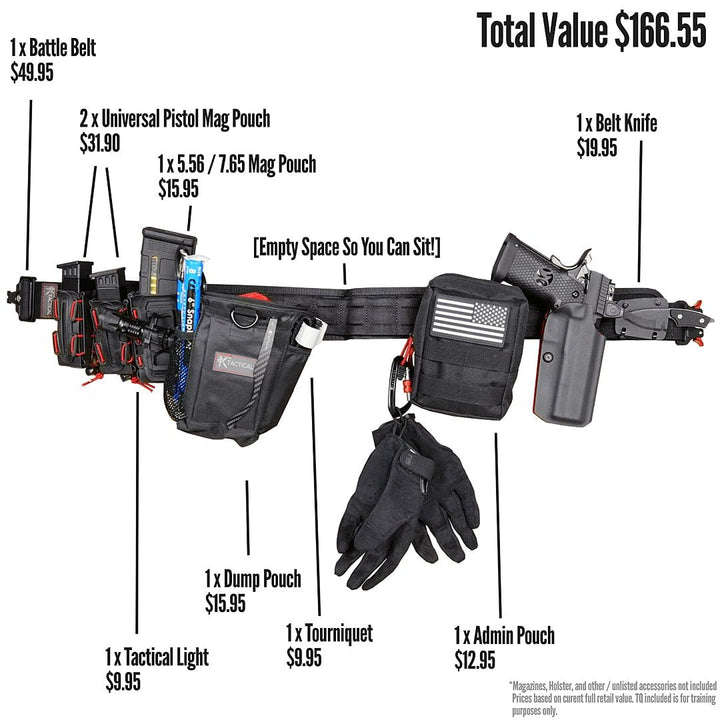 KTactical Tactical Molle Padded Metal Buckle Battle Belt Loadout Kit - Bang Bang Airsoft